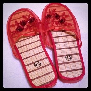 Red bamboo slippers!